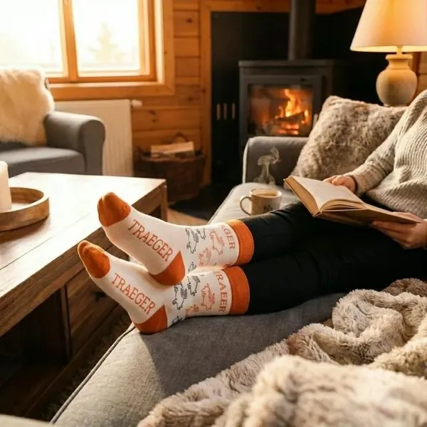 White_Cotton_Animal_Print_Crew_Length_Socks_With_Orange_Accents