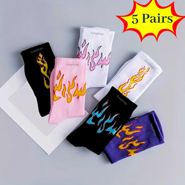 Flame_Statement_Crew_Socks_(Pack_of_5_|_Unisex)