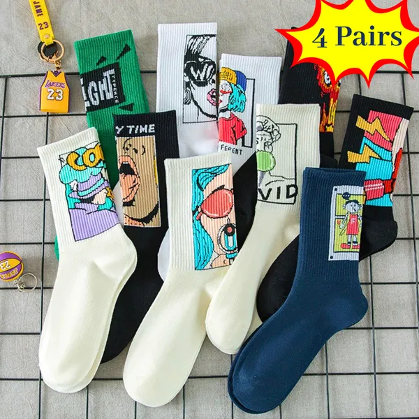 Pop_Culture_Crew_Aesthetic_Streetwear_Socks_-_Pack_of_4_|_Premium_Cotton_Crew_Socks