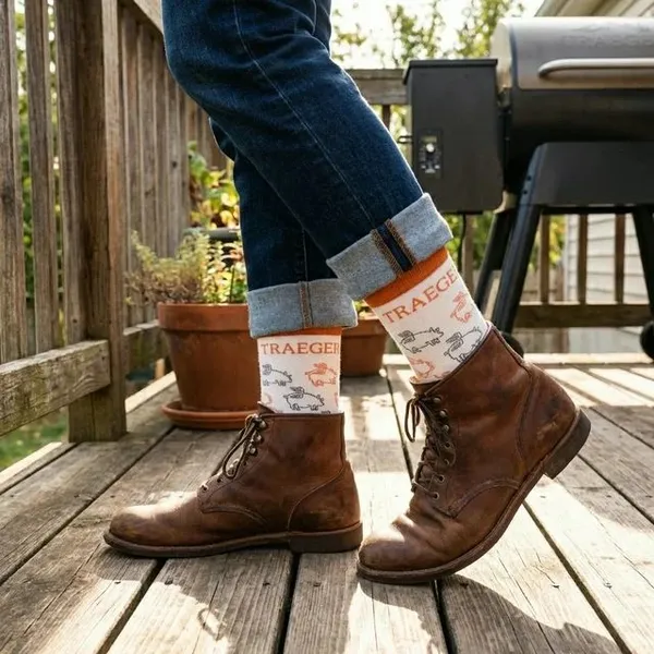 White_Cotton_Animal_Print_Crew_Length_Socks_With_Orange_Accents
