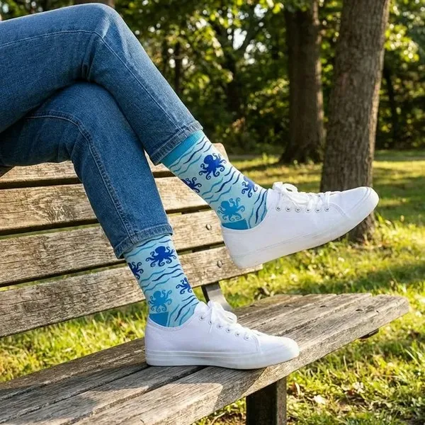 Blue_Octopus_Wave_Print_Crew_Socks