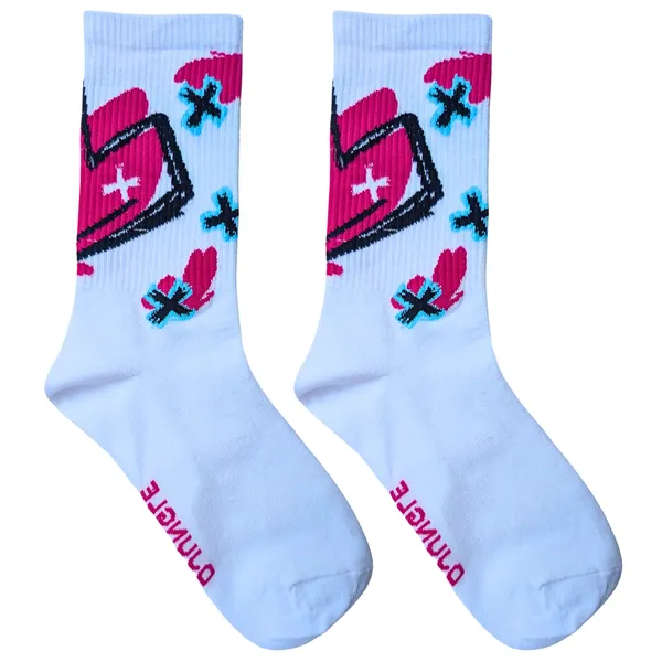 Jumplings_White/Pink_Love_Scribble_Print_Socks