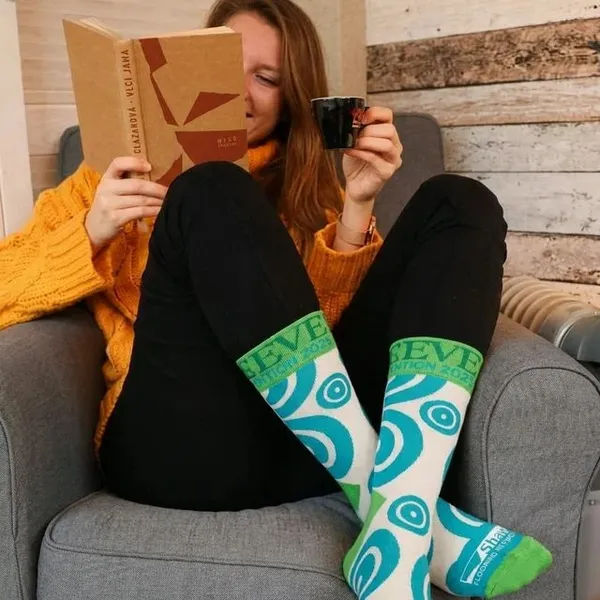 White_And_Teal_Green_Abstract_Print_Crew_Length_Socks