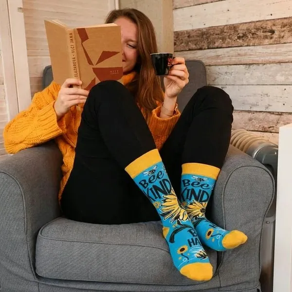 Blue_Bee_Kind_Printed_Cotton_Crew_Socks_With_Yellow_Sunflower_Design