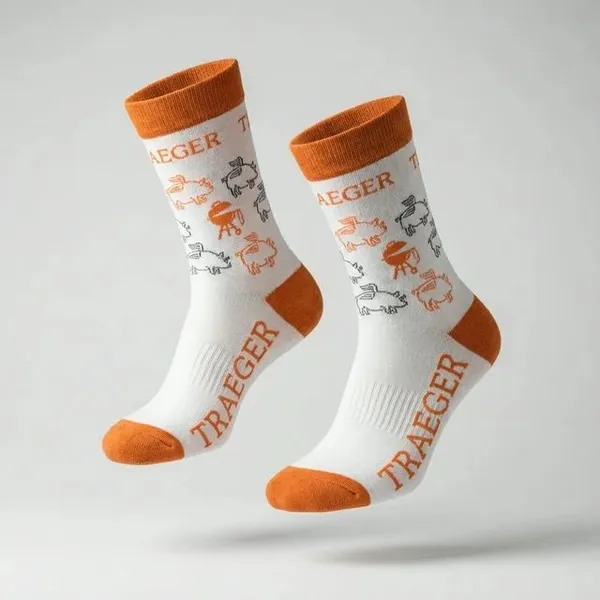 White_Cotton_Animal_Print_Crew_Length_Socks_With_Orange_Accents