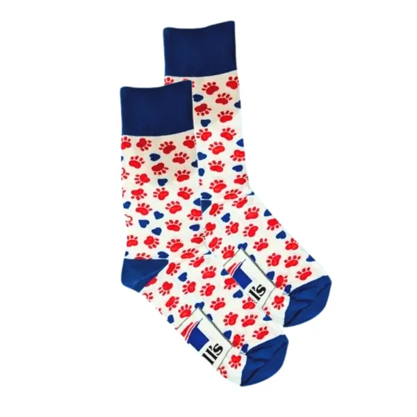 White_Cotton_Paw_Print_Novelty_Socks_With_Blue_Trim
