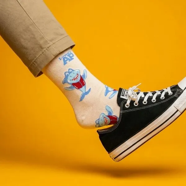 Cream_Cotton_Shark_Print_Mid-Calf_Socks