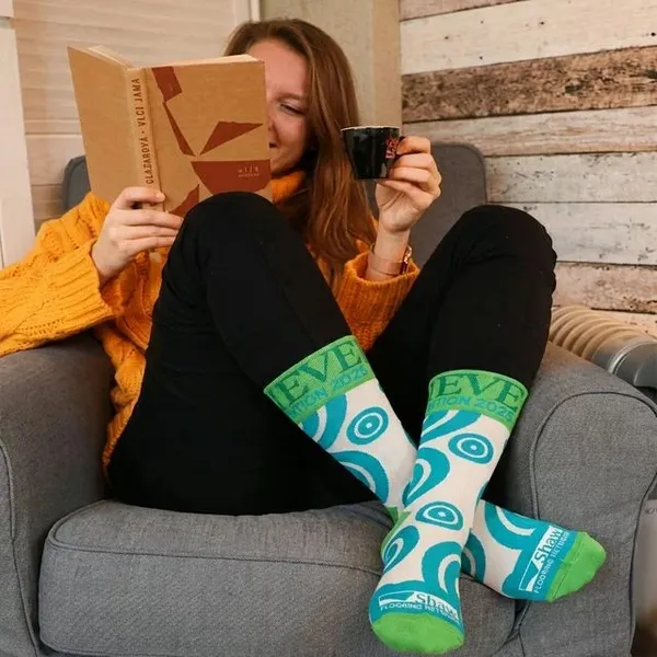 White_And_Teal_Green_Abstract_Print_Crew_Length_Socks