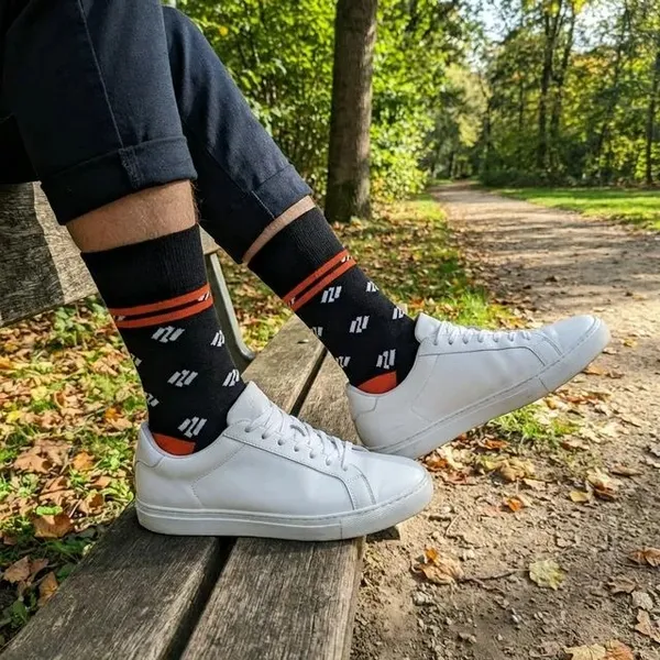 Black_And_Orange_Cotton_Crew_Length_Printed_Socks