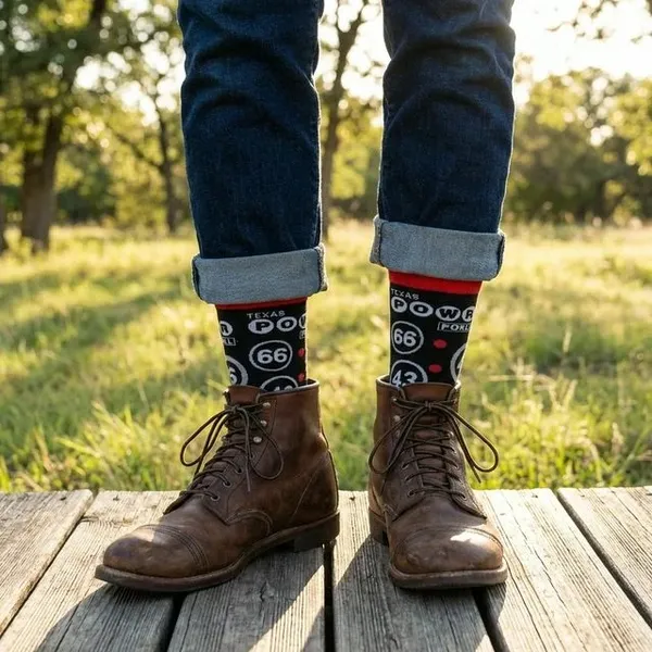 Black_Red_Route_66_Graphic_Print_Crew_Socks