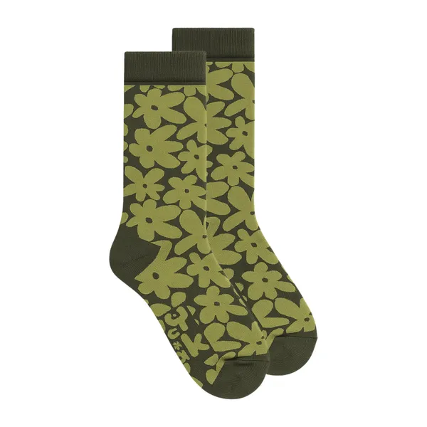 Green_Floral_Cotton_Crew_Socks
