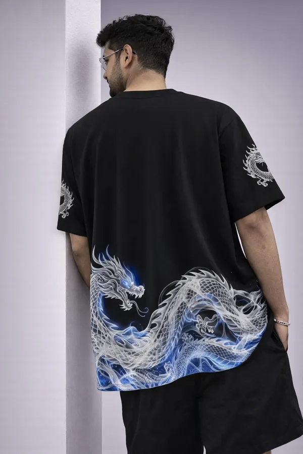 Black_Cotton_Oversized_Dragon_Print_T-Shirt_For_Men