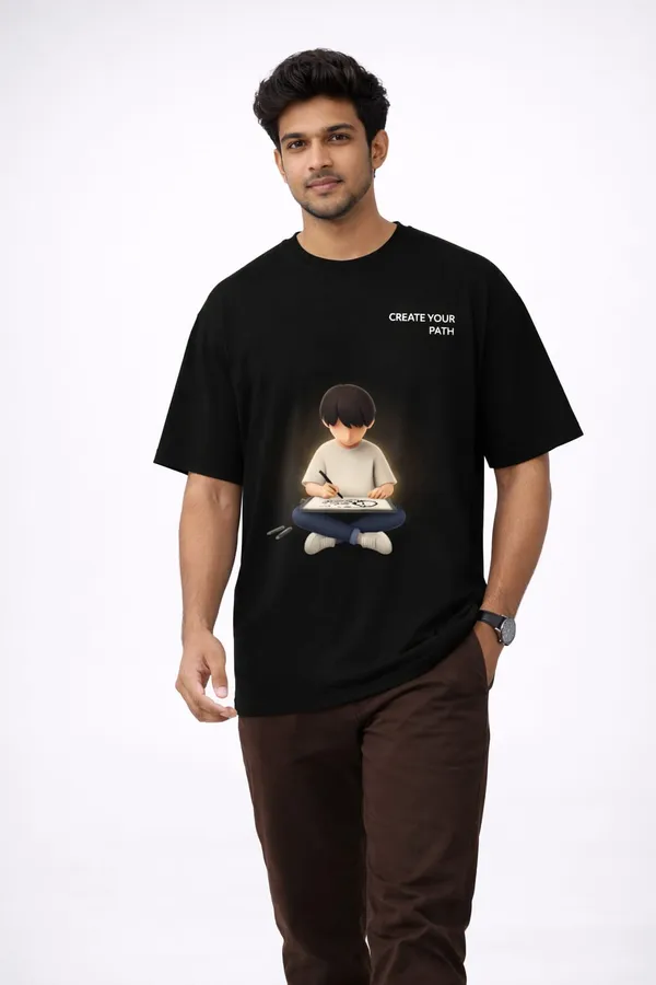 Black_Cotton_Create_Your_Path_Graphic_Print_Oversized_T-Shirt_For_Men