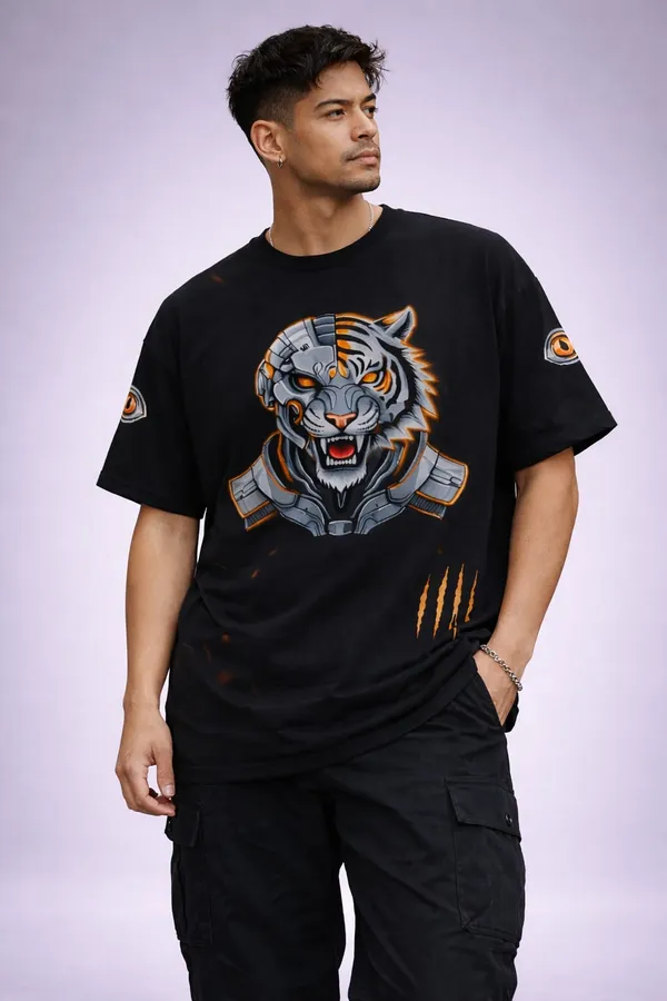 Black_Cotton_Oversized_Graphic_Tiger_T-Shirt_For_Men