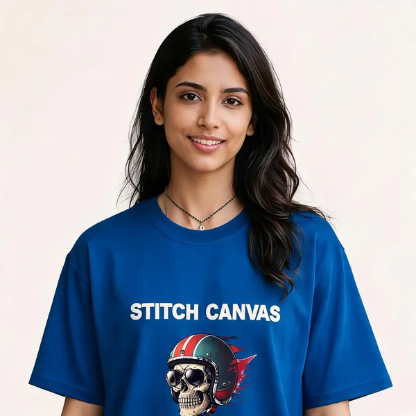 Blue_Cotton_Graphic_Print_Oversized_T-Shirt_For_Women