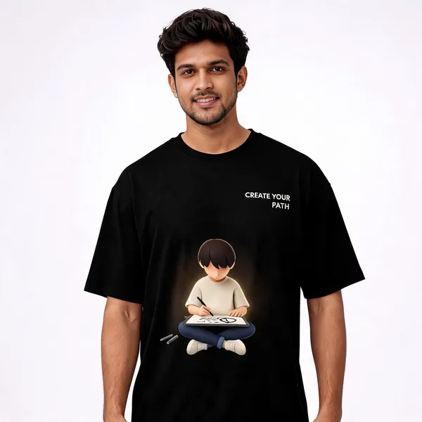 Black_Cotton_Create_Your_Path_Graphic_Print_Oversized_T-Shirt_For_Men