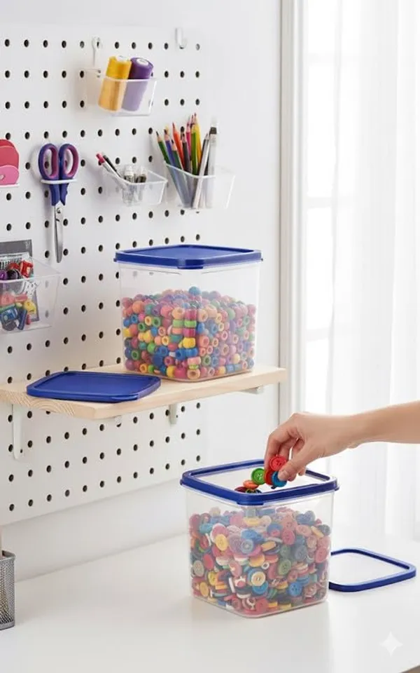 White_And_Blue_Plastic_Food_Storage_Container_For_Food_Storage