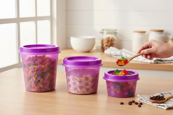 Purple_Plastic_Purple_Leaf_Printed_Container_For_Storing_Dry_Food_Items