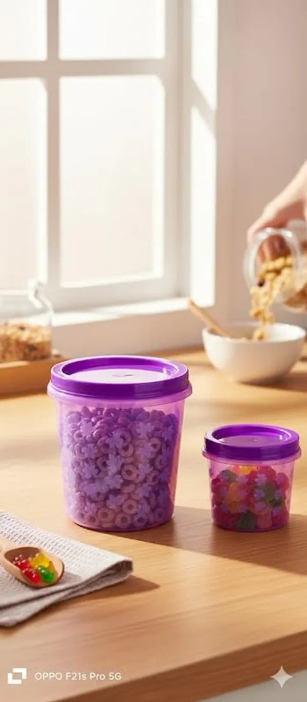 Purple_Plastic_Purple_Leaf_Printed_Container_For_Storing_Dry_Food_Items