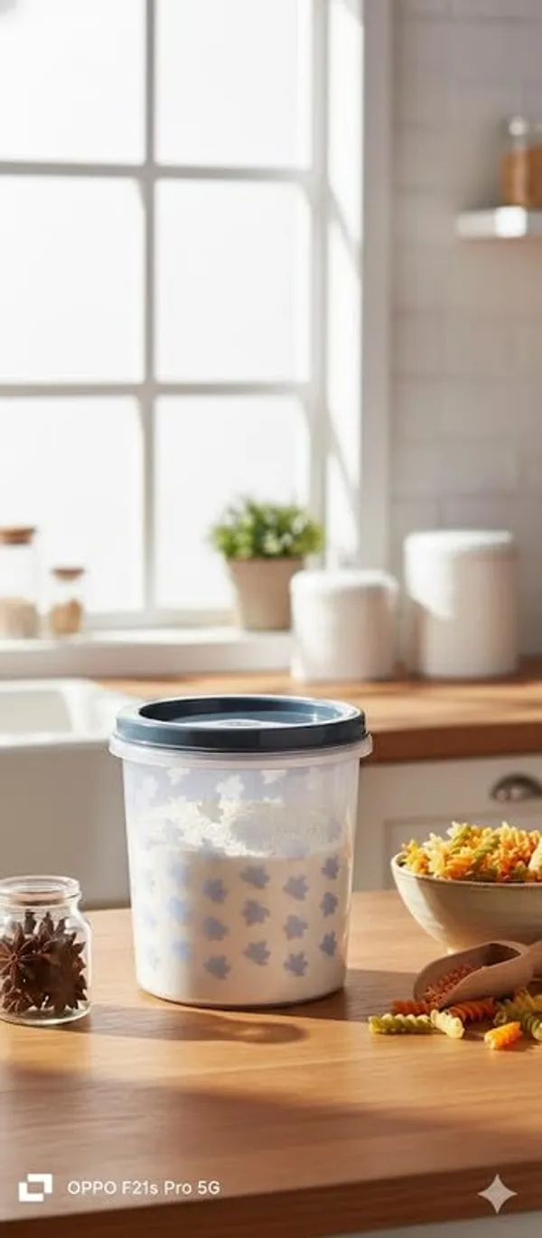 Red_Plastic_Red_Leaf_Printed_Container_For_Storing_Dry_Food_Items