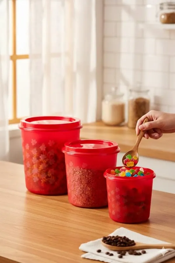 Red_Plastic_Red_Leaf_Printed_Container_For_Storing_Dry_Food_Items