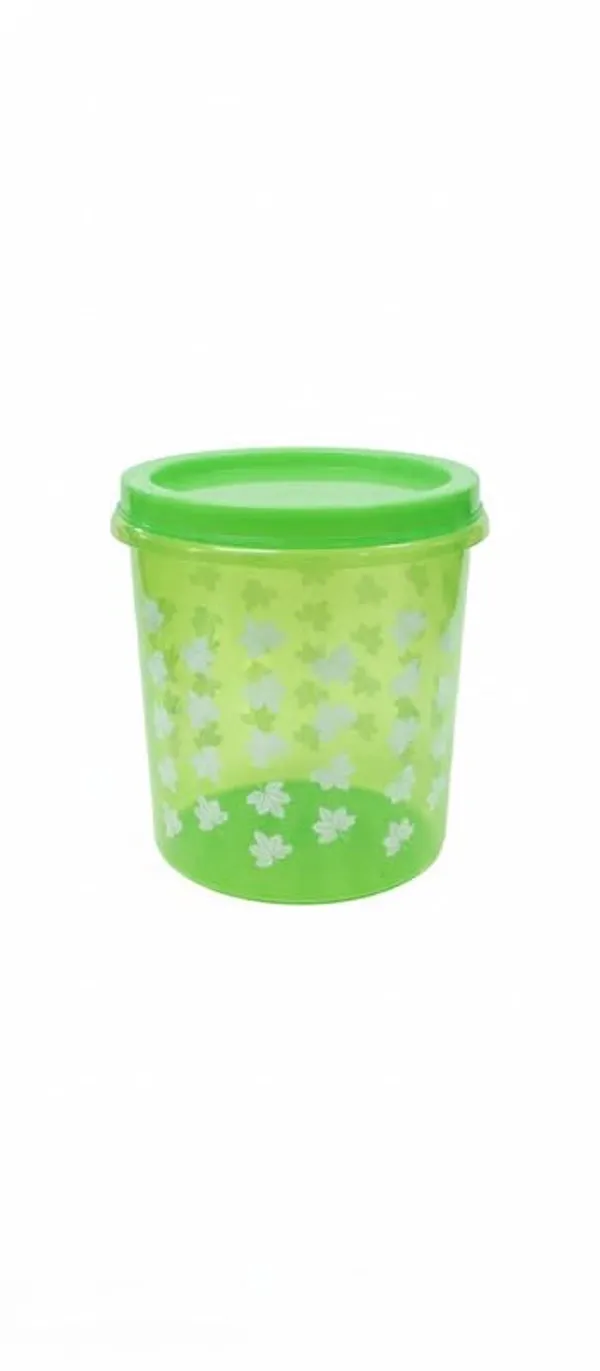 Green_Plastic_Green_Leaf_Printed_Container_For_Storing_Dry_Food_Items