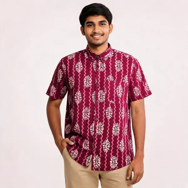 Maroon_Pure_Cotton_Relaxed_Fit_Floral_Print_Shirt_For_Men