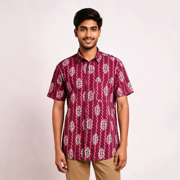 Maroon_Pure_Cotton_Relaxed_Fit_Floral_Print_Shirt_For_Men
