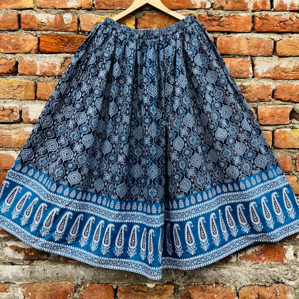 Indigo_Print_Cotton_Flared_Skirt_For_Women