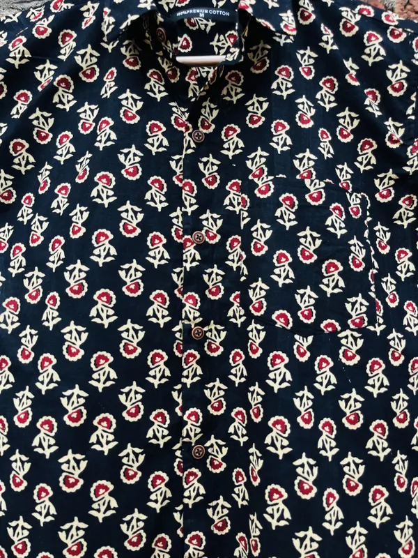 Black_Floral_Print_Pure_Cotton_Shirt_For_Men