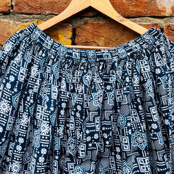 Navy_Blue_Border_Printed_Cotton_Flared_Skirt_For_Women