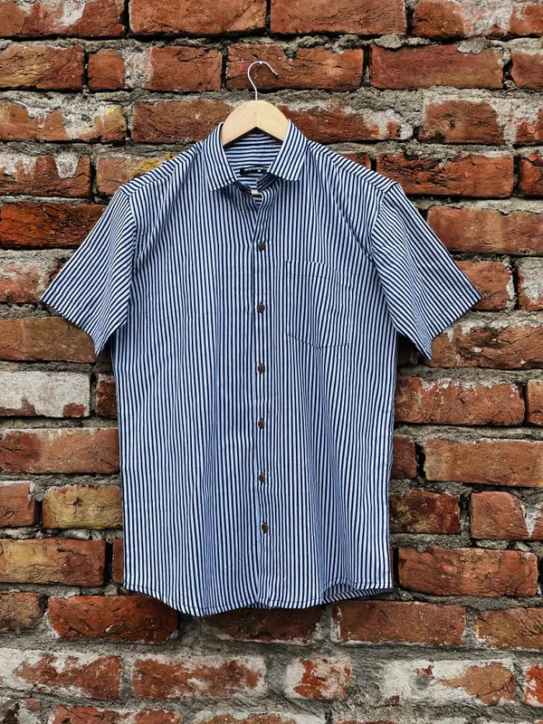 Blue_Striped_Print_Cotton_Shirt_For_Men