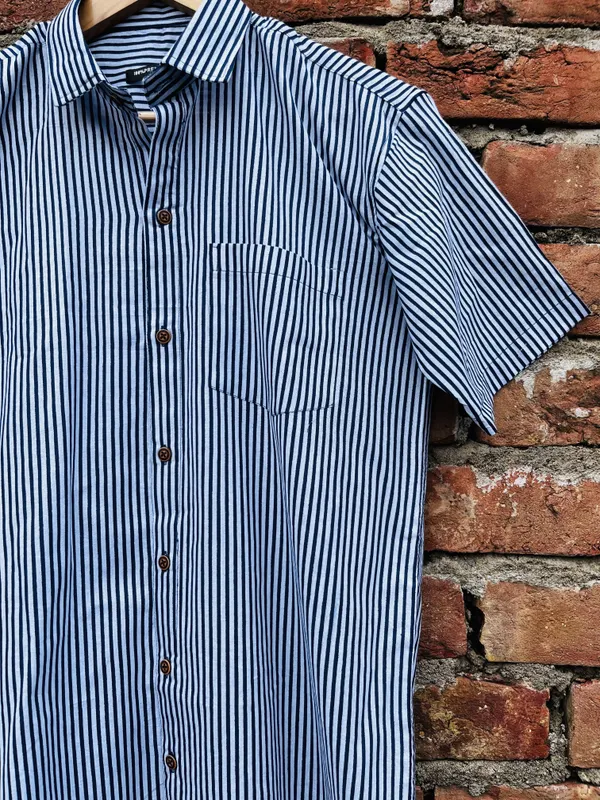 Blue_Striped_Print_Cotton_Shirt_For_Men