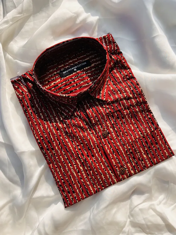 Maroon_Pure_Cotton_Regular_Fit_Striped_Shirt_For_Men