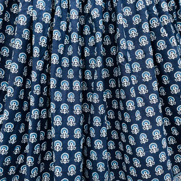 Navy_Blue_Border_Printed_Cotton_Flared_Skirt_For_Women