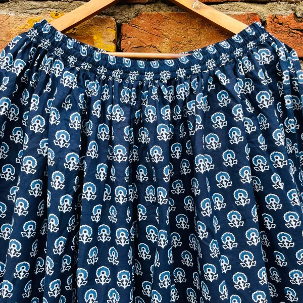 Navy_Blue_Border_Printed_Cotton_Flared_Skirt_For_Women