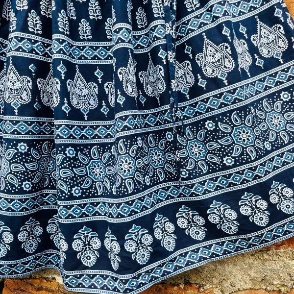Sanganeri_Border_Printed_Cotton_Flared_Skirt_For_Women