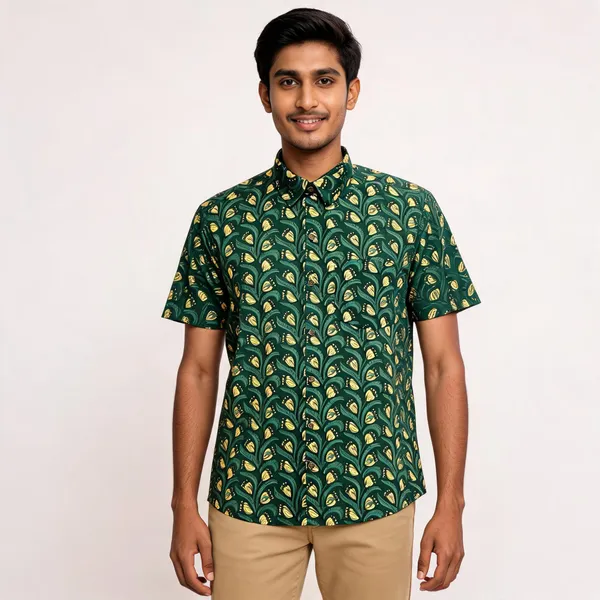 Green_Pure_Cotton_Regular_Fit_Paisley_Leaf_Print_Shirt_For_Men