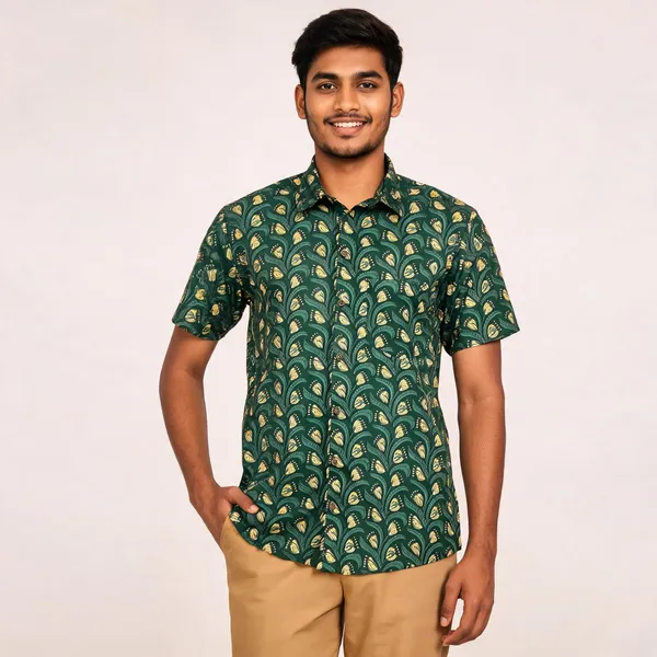 Green_Pure_Cotton_Regular_Fit_Paisley_Leaf_Print_Shirt_For_Men