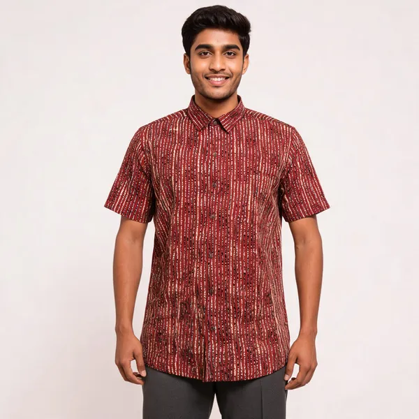 Maroon_Pure_Cotton_Regular_Fit_Striped_Shirt_For_Men