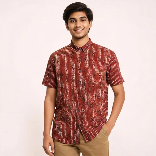 Maroon_Pure_Cotton_Regular_Fit_Striped_Shirt_For_Men