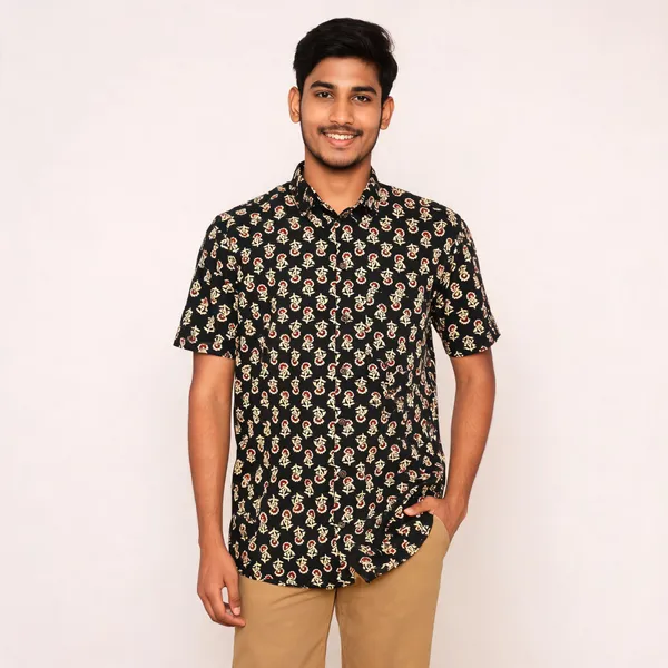 Black_Pure_Cotton_Relaxed_Fit_Floral_Print_Shirt_For_Men