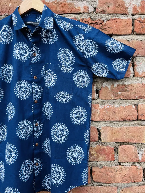 Handblock_Chakra_Print_Pure_Cotton_Print_Shirt_For_Men