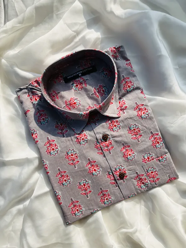 Grey_Pure_Cotton_Relaxed_Fit_Floral_Print_Shirt_For_Men