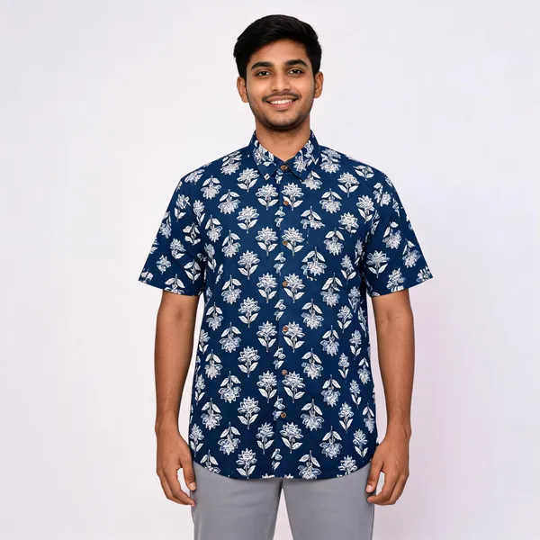 Navy_Pure_Cotton_Relaxed_Fit_Floral_Print_Shirt_For_Men