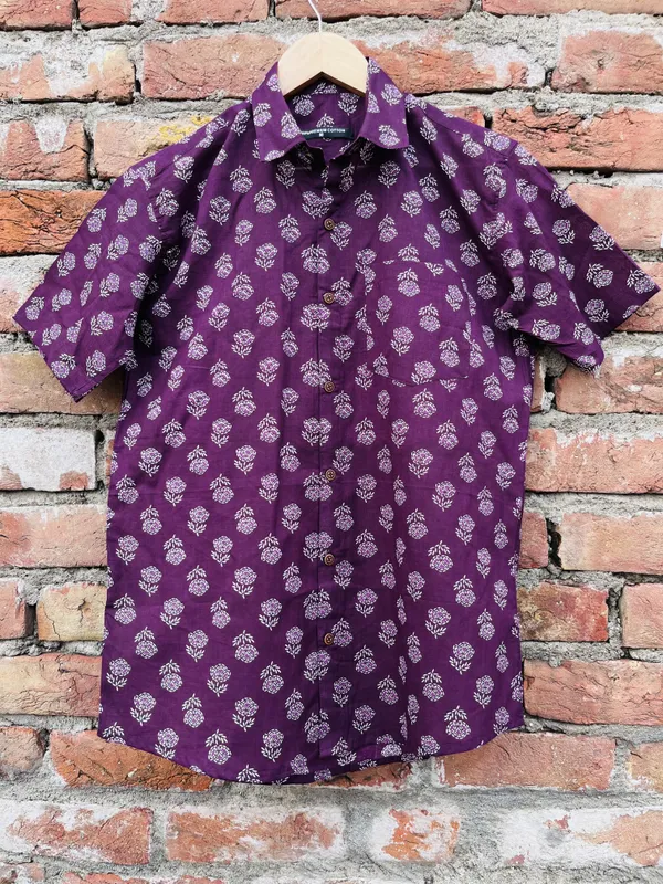 Purple_Pure_Cotton_Floral_Block_Print_Shirt_For_Men