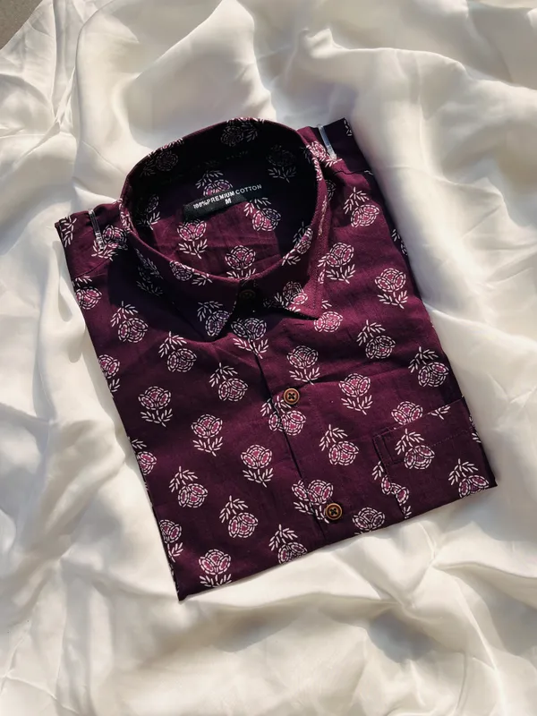 Purple_Pure_Cotton_Regular_Fit_Floral_Block_Print_Shirt_For_Men