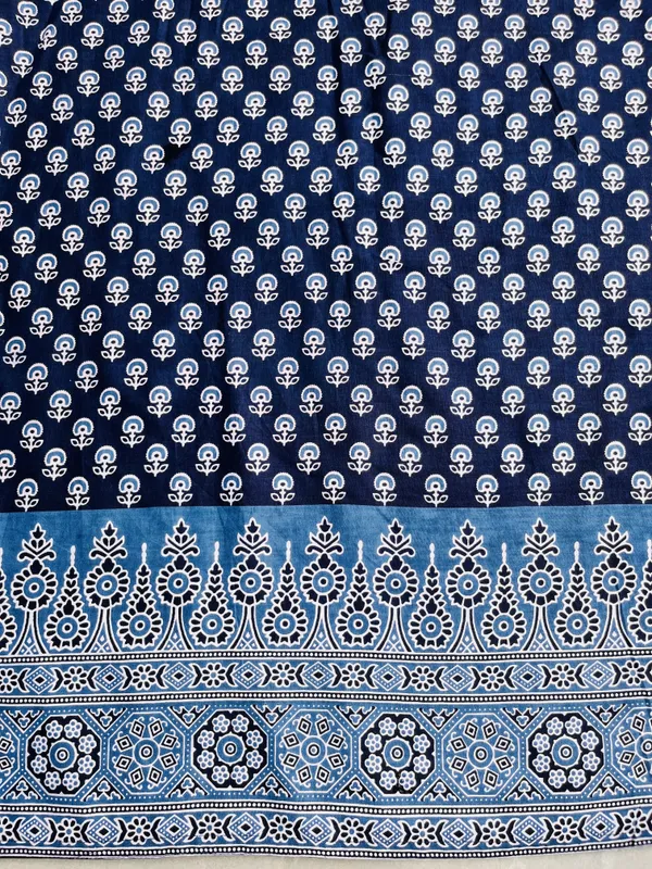 Navy_Blue_Pure_Cotton_Printed_Flared_Skirt_For_Women