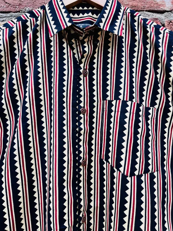 Geometric_Stripe_Black_Cotton_Shirt_For_Men