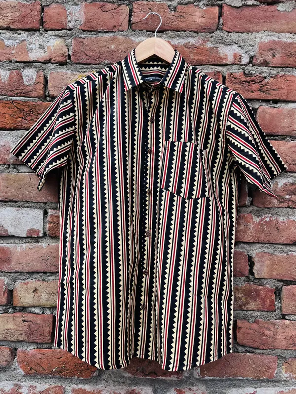 Geometric_Stripe_Black_Cotton_Shirt_For_Men